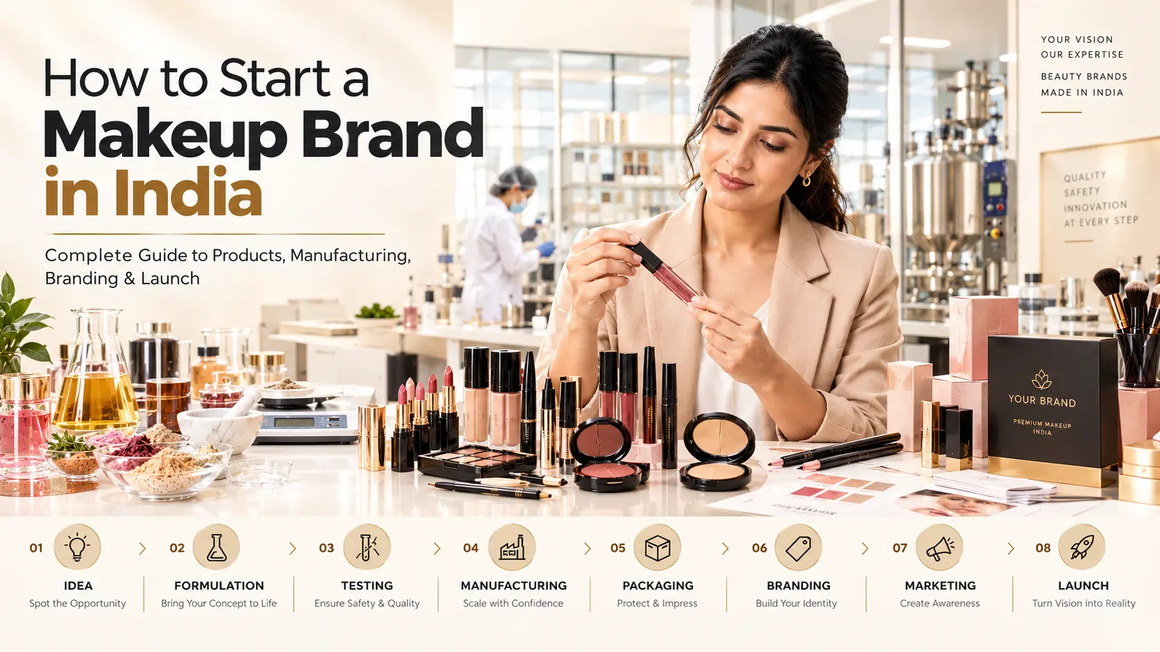 How to start a makeup brand in India with formulation, testing, manufacturing, packaging, branding and marketing